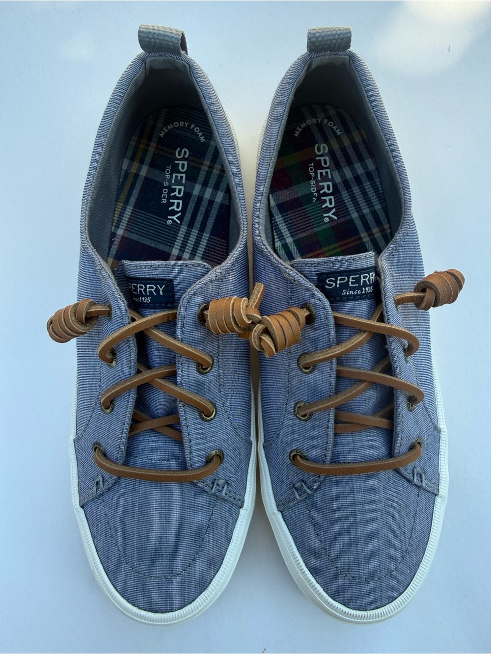 Sperry Women's Crest Vibe Blue Chambray Sneaker STS85707 Size 9